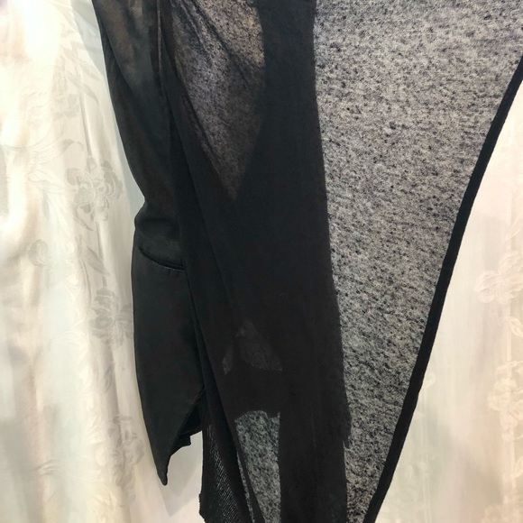 MASNADA Black Long Nubuck Leather & Linen Knit Waterfall Vest 6 $900 - Picture 3 of 7